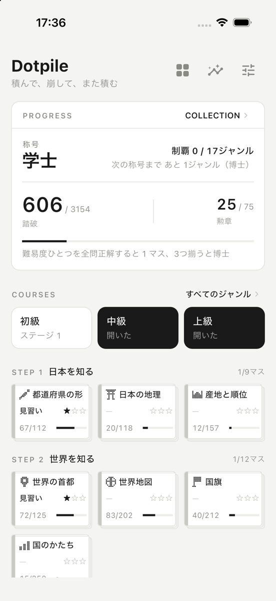 Dotpile のホーム画面
